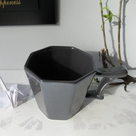 Starbucks 2013 Gunmetal Gray Octagon Ceramic Coffee Tea Mug - Picture 3 of 13